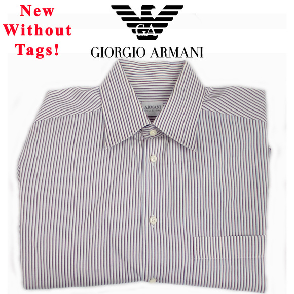 NWOT Giorgio Armani Collezione Striped Button Up - Picture 1 of 6